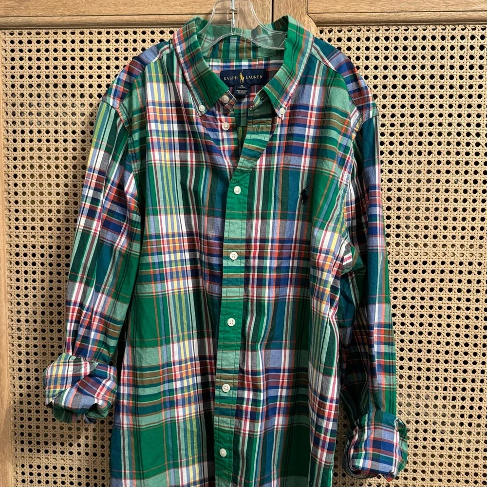 Ralph Lauren Boys Plaid Long Sleeve Shirt Size XL 18-20